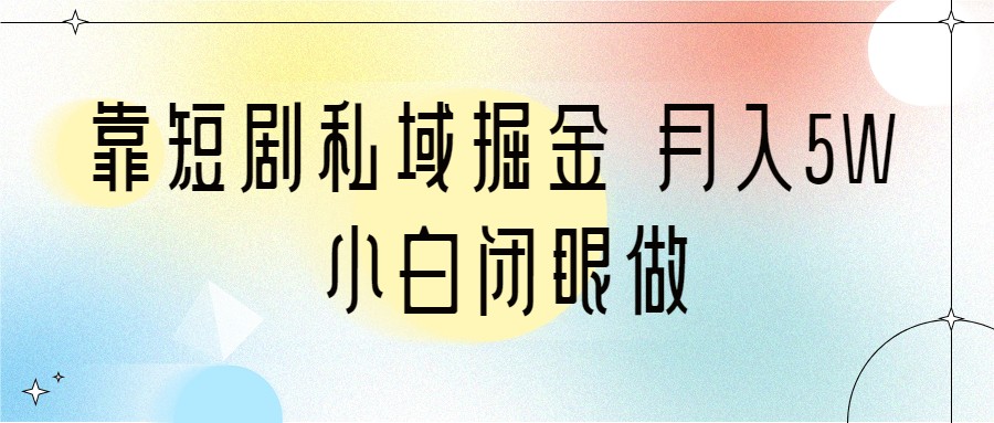 靠短剧私域掘金 月入5W 小白闭眼做（教程+2T资料）-枫客网创