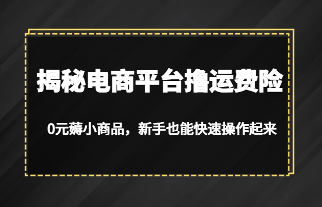 揭秘电商平台撸运费险，0元薅小商品，新手也能快速操作起来-有道网创