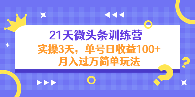 21天微头条训练营，实操3天，单号日收益100+月入过万简单玩法-枫客网创