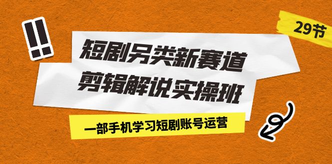 短剧另类新赛道剪辑解说实操班：一部手机学习短剧账号运营（29节 价值500）-枫客网创