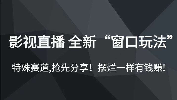 影视直播 全新“窗口玩法”，特殊赛道,抢先分享！摆烂一样有钱赚! - 当动网创