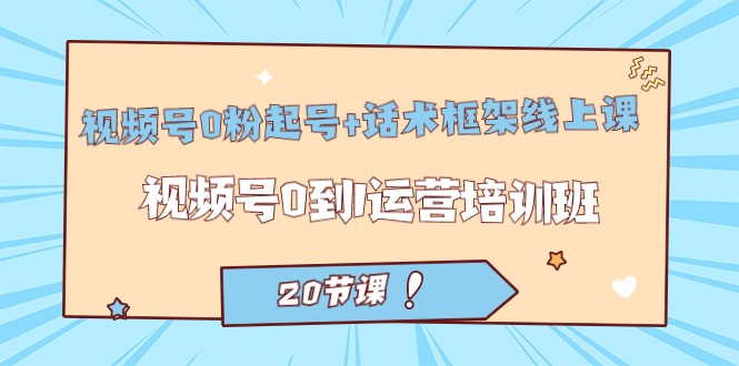 视频号·0粉起号+话术框架线上课：视频号0到1运营培训班（20节课）-大海创业网