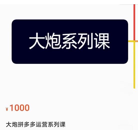 大炮拼多多运营系列课，各类​玩法合集，拼多多运营玩法实操-花生资源网