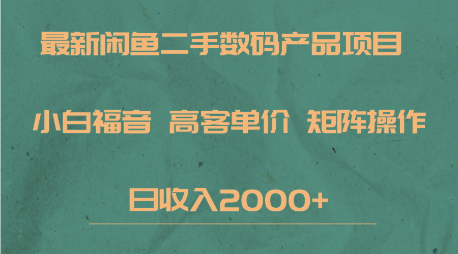 最新闲鱼二手数码赛道，小白福音，高客单价，矩阵操作，日收入2000+-创享网