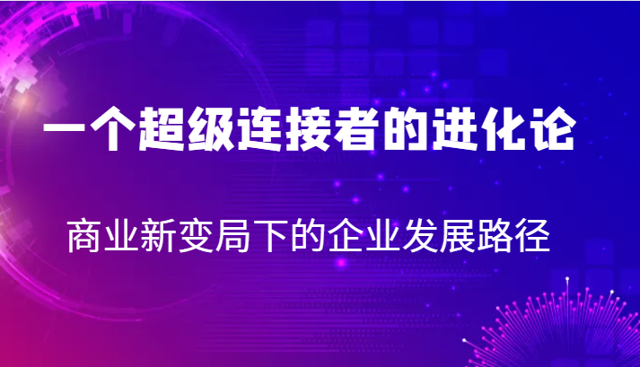 一个超级连接者的进化论 商业新变局下的企业发展路径-休闲网赚three