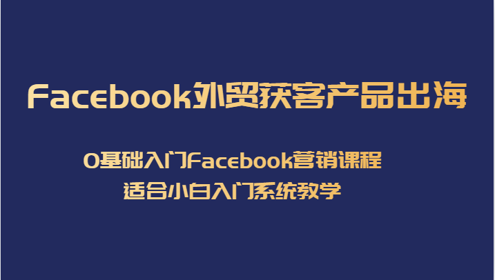 Facebook外贸获客产品出海，0基础入门Facebook营销课程，适合小白入门系统教学-枫客网创