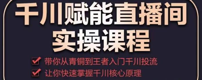 千川赋能直播间实操课程，带你从青铜到王者的入门千川投流，让你快速掌握千川核心原理-随风网创