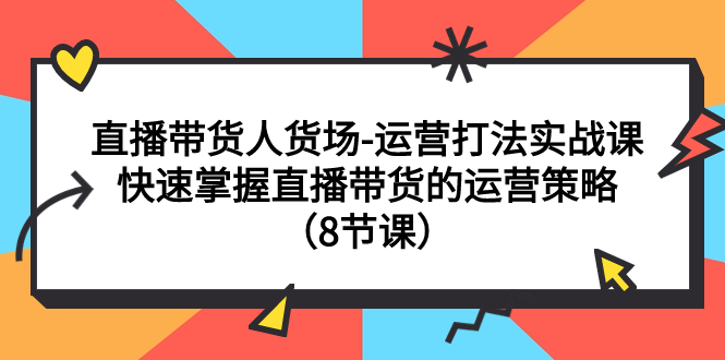 （7672期）直播带货人货场-运营打法实战课：快速掌握直播带货的运营策略（8节课）-网创云