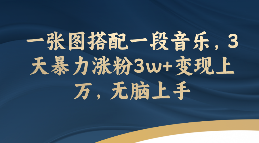 （7674期）一张图搭配一段音乐，3天暴力涨粉3w+变现上万，无脑上手-网创云