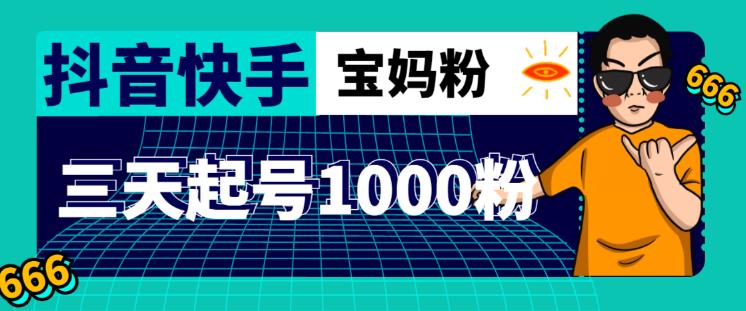 抖音快手三天起号涨粉1000宝妈粉丝的核心方法【详细玩法教程】-副创网