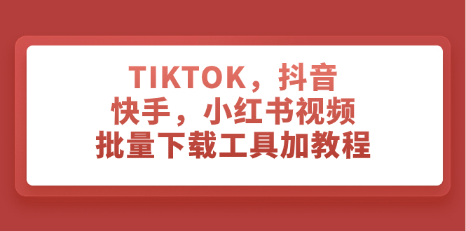 （7714期）TIKTOK，抖音，快手，小红书视频批量下载工具加教程-小禾网创