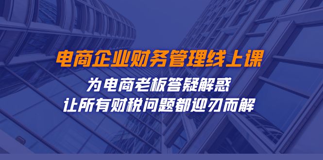 电商企业-财务管理线上课：为电商老板答疑解惑-让所有财税问题都迎刃而解-枫客网创