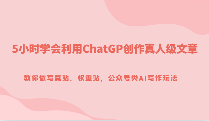 5小时学会利用ChatGP创作真人级文章，教你做写真站，权重站，公众号类AI写作玩法-枫客网创