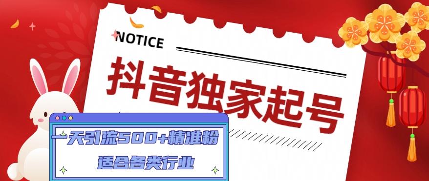 抖音独家起号，一天引流500+精准粉，适合各类行业（9节视频课）-副创网