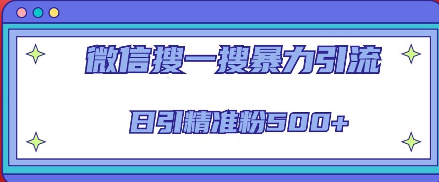 微信搜一搜引流全系列课程，日引精准粉500+（8节课）-我要项目网