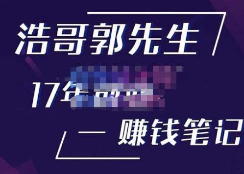 浩哥郭先生17年创业赚米笔记，打开你对很多东西的认知，让你知道原来赚钱或创业不单单是发力就行-花生资源网