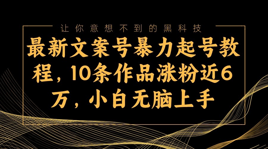 最新文案号暴力起号教程，10条作品涨粉近6万，小白无脑上手-大海创业网