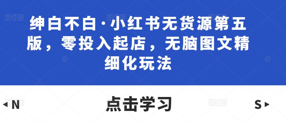 绅白不白·小红书无货源第五版，零投入起店，无脑图文精细化玩法-枫客网创