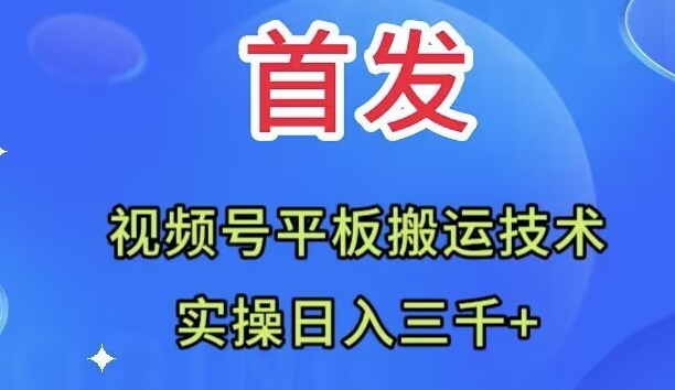 （7843期）全网首发：视频号平板搬运技术，实操日入三千＋清迈曼芭椰创赚-副业项目创业网清迈曼芭椰