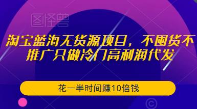 淘宝蓝海无货源项目，不囤货不推广只做冷门高利润代发，花一半时间赚10倍钱-八一网创分享