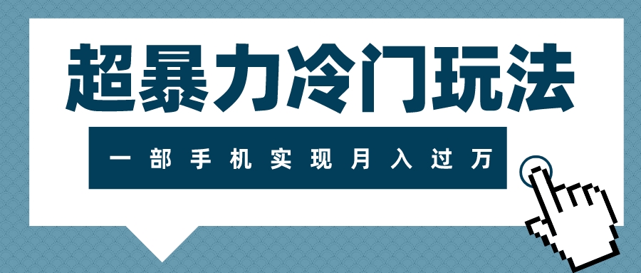 （7856期）超暴力冷门玩法，可长期操作，一部手机实现月入过万-网创云