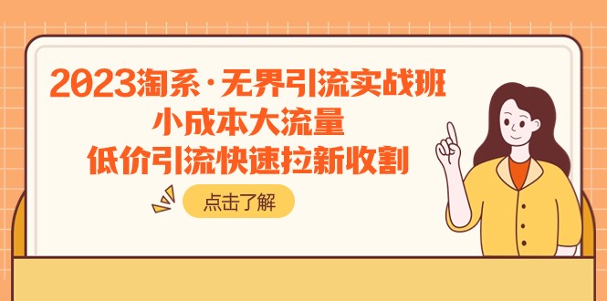 2023淘系·无界引流实战班：小成本大流量，低价引流快速拉新收割-枫客网创