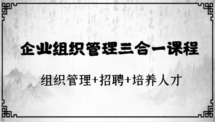 企业组织管理三合一课程：组织管理+招聘+培养人才-有道网创