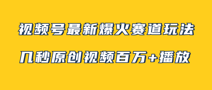 （7917期）视频号最新爆火赛道玩法，几秒视频可达百万播放，小白即可操作（附素材）-大海创业网