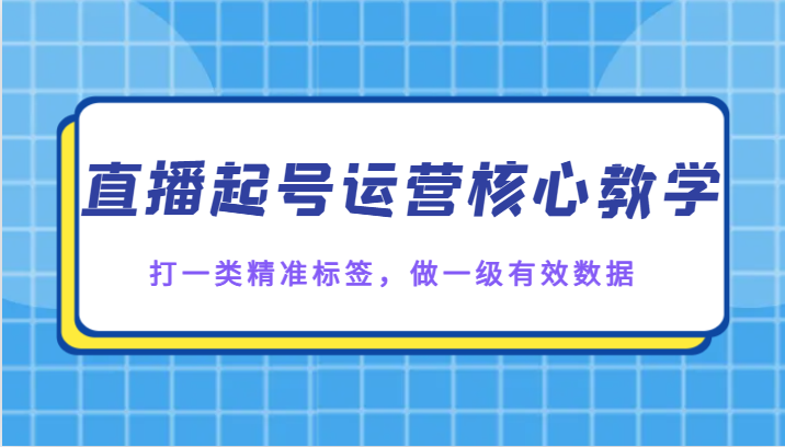 直播起号运营核心教学，打一类精准标签，做一级有效数据-雨辰网创分享