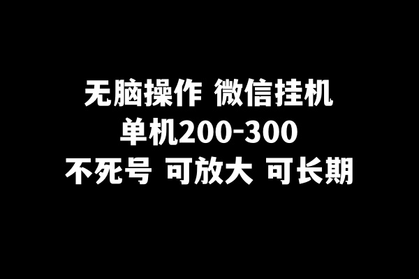 无脑操作微信挂机单机200-300一天，不死号，可放大-副创网