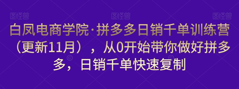 白凤电商学院·拼多多日销千单训练营，从0开始带你做好拼多多，日销千单快速复制（更新知2023年3月）-创客军团