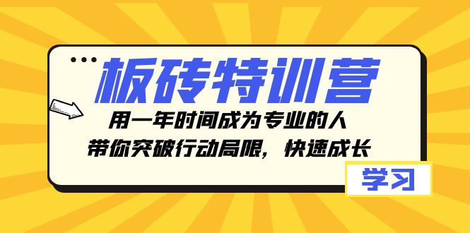 （8048期）板砖特训营，用一年时间成为专业的人，带你突破行动局限，快速成长-小禾网创