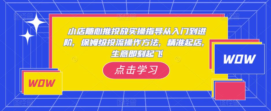 小店随心推投放实操指导从入门到进阶，保姆级投流操作方法，精准起店，生意即刻起飞-雨辰网创分享