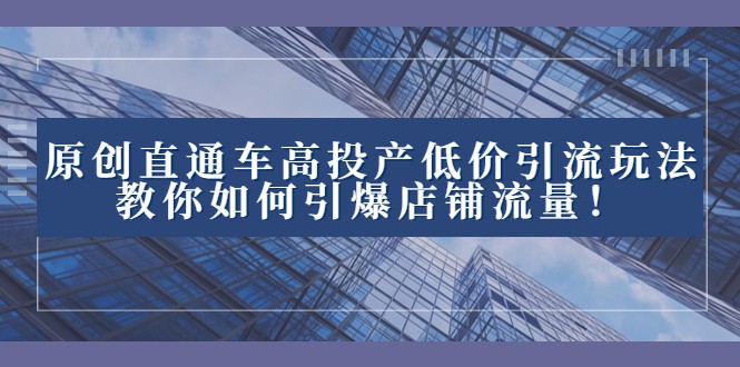 2023直通车高投产低价引流玩法，教你如何引爆店铺流量！-有道网创