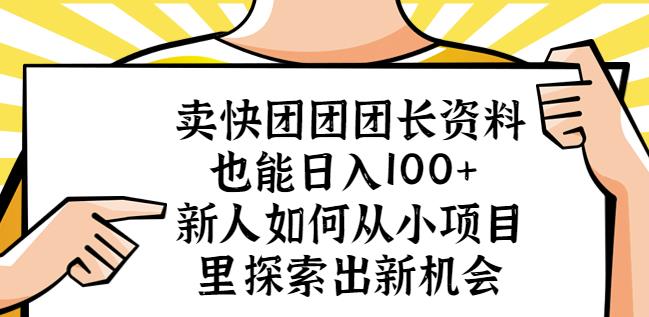 卖快团团团长资料也能日入100+新人如何从小项目里探索出新机会-优优云网创