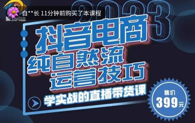 李扭扭·2023自然流运营技巧，纯自然流不亏品起盘直播间，实战直播带货课（视频课+话术文档）-休闲网赚three