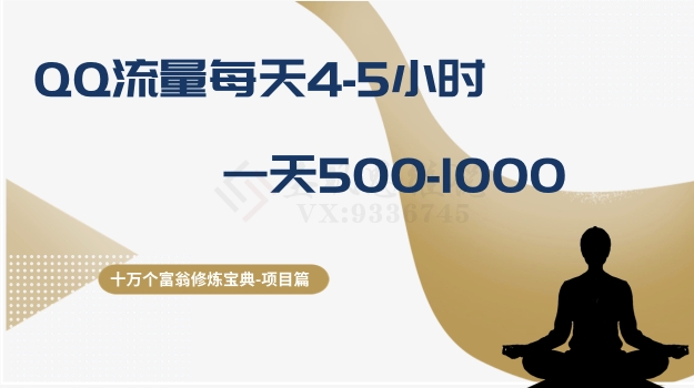 （8160期）十万个富翁修炼宝典之1.QQ流量每天4-5小时，一天500-1000-大海创业网