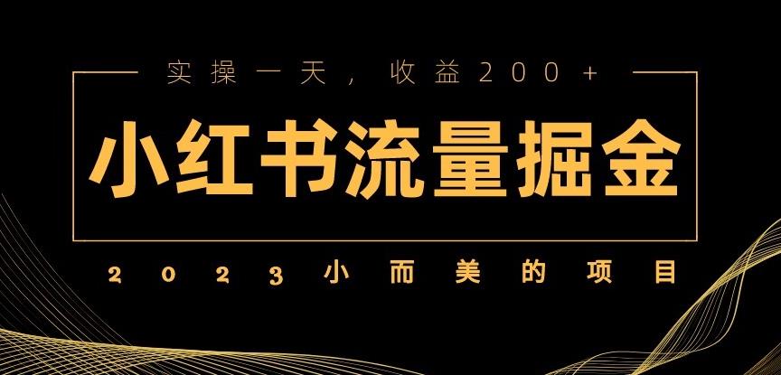 2023小而美的项目，小红书流量掘金，实操一天，收益200+【揭秘】-我要项目网