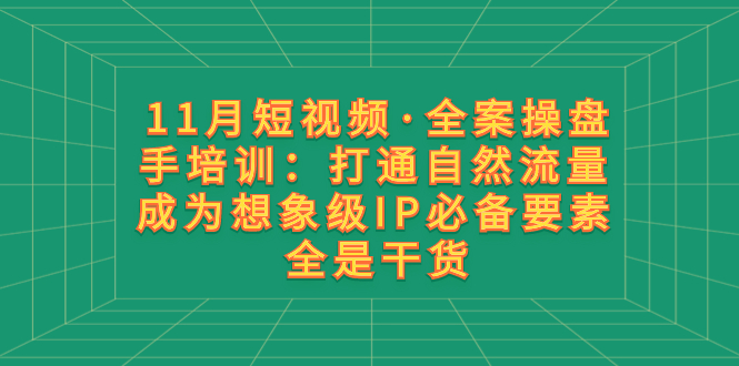 （8182期）11月短视频·全案操盘手培训：打通自然流量 成为想象级IP必备要素 全是干货-我要项目网