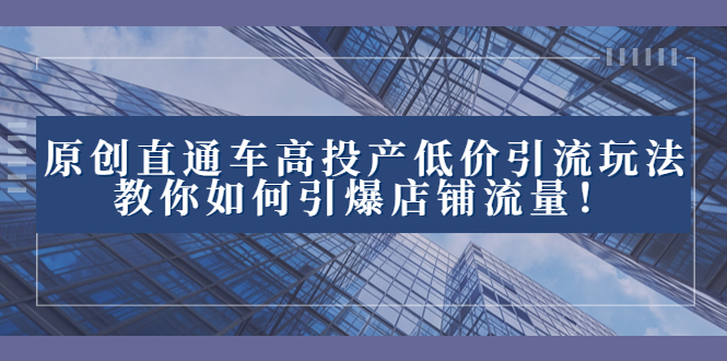 （8197期）2023直通车高投产低价引流玩法，教你如何引爆店铺流量！清迈曼芭椰创赚-副业项目创业网清迈曼芭椰