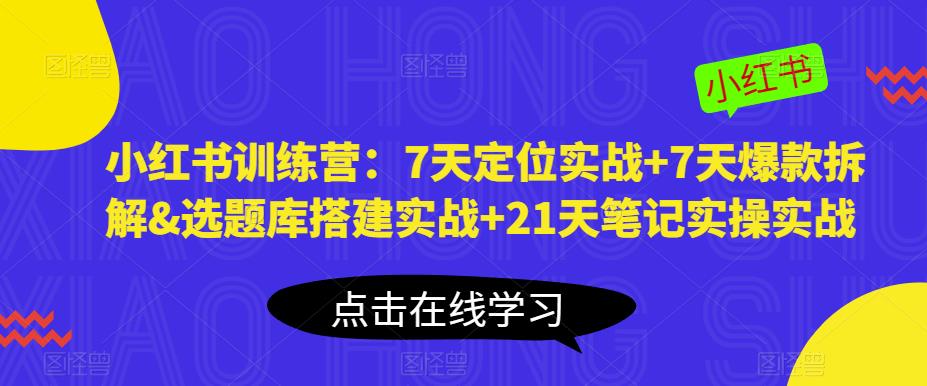 小红书训练营：7天定位实战+7天爆款拆解&选题库搭建实战+21天笔记实操实战或 [ ]网创人人推