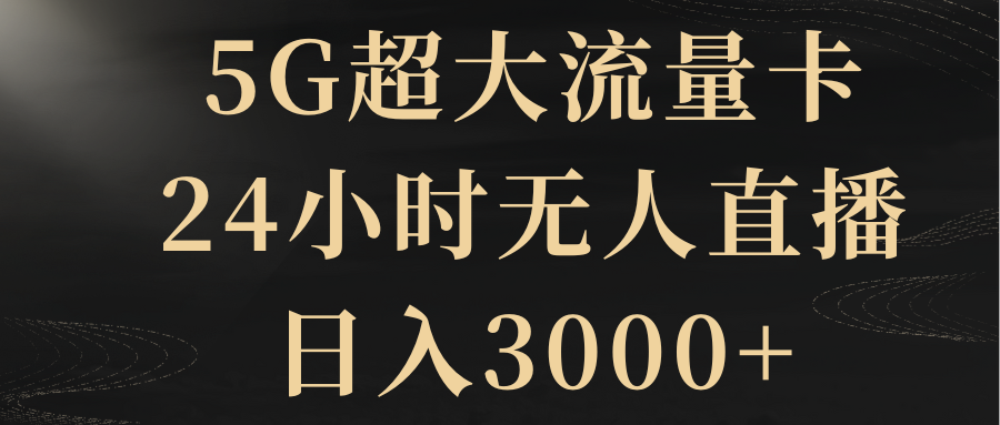 （8304期）5G超大流量卡，24小时无人直播，日入3000+-枫客网创