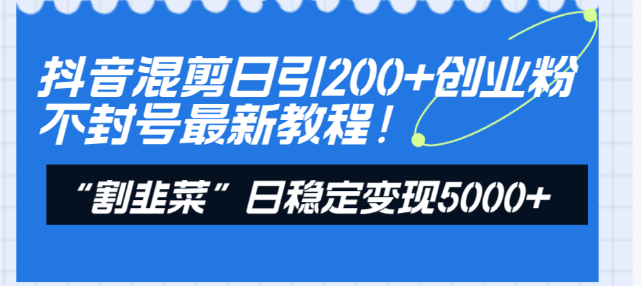 （8349期）抖音混剪日引200+创业粉不封号最新教程！“割韭菜”日稳定变现5000+！-大海创业网