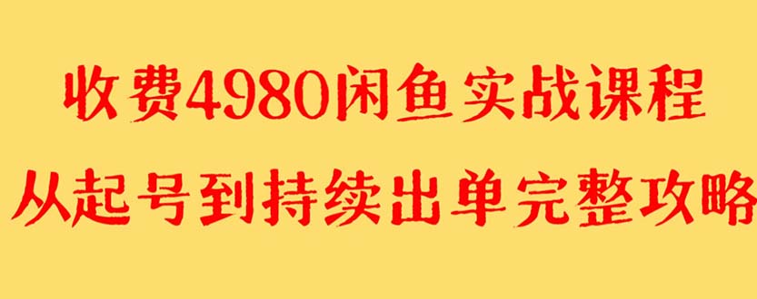 （8359期）外面收费4980闲鱼无货源实战教程 单号4000+-网创云