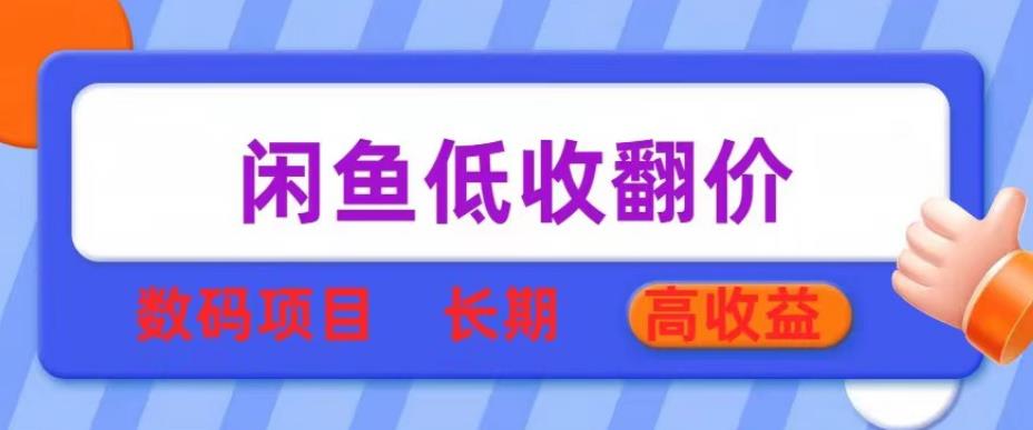 闲鱼低收翻价数码暴利项目，长期高收益【揭秘】-我要项目网