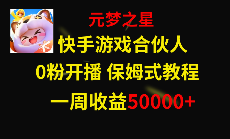 （8373期）快手游戏新风口，元梦之星合伙人，一周收入50000+-枫客网创