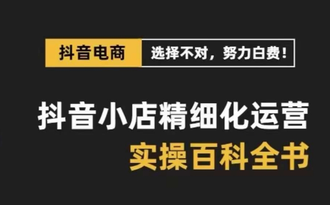 （8380期）抖音小店 精细化运营-百科全书，保姆级运营实战讲解-云网创