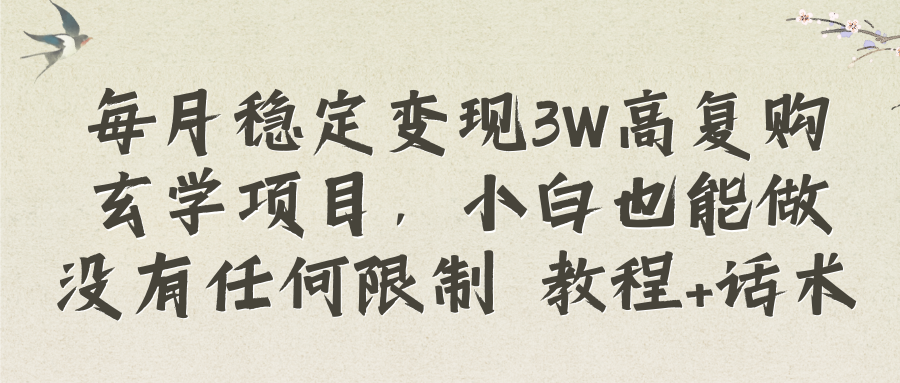 （8417期）每月稳定变现3W高复购玄学项目，小白也能做没有任何限制 教程+话术-枫客网创