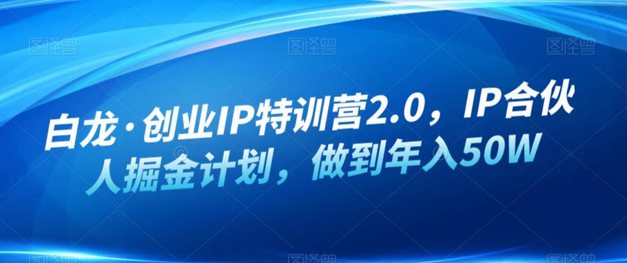 白龙·创业IP特训营2.0，IP合伙人掘金计划，做到年入50W-创享网