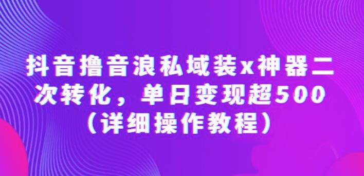 抖音撸音浪私域装x神器二次转化，单日变现超500（详细操作教程）【揭秘】-优优云网创